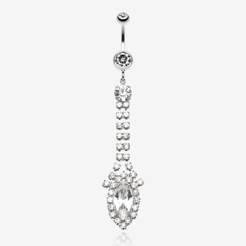 Marquise Chandelier Belly Ring-Clear Gem